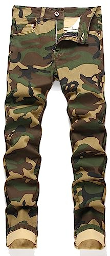 RXXKKK Men's Regular Slim Fit Jeans (34, 357 Camouflage)