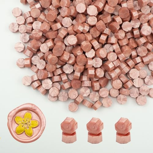 Ioggtser 500 Perles de Cire à Sceller pour Tampons et Fabrication de Sceaux - Fêtes (Rose Gold)