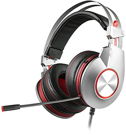 Head Set Headphones,PC Gaming Headset Over-Ear Gaming Headphones - with Mic Noise Cancelling & Volume Control for Laptop-Silver