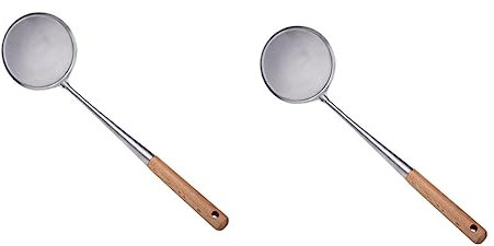 TOPBATHY 2 Cucharas Ranuradas Para Servir Utensilio Para Cocinar Cuchara Plana Para Freír Mango Antideslizante Aptas Para Lavavajillas Cuchara Espumadera