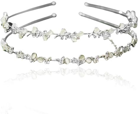 Braut Haarschmuck Diadem Set - Feen- und Mittelalter-Kopfschmuck in Silber für Mädchen, ideal als Braut- oder Kommunion-Konfirmations-Haarschmuck, inklusive 2 Kronen.