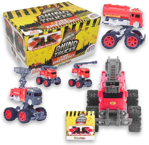 #sbabam Rhino Trucks Fire Emergency, barnvagn, brandbil, brandbil, 2-pack, tidningskiosk-spel, presentidéer för födelsedag, från 3 år