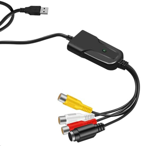 Komdndht USB 2.0-Videoaufnahmekarte, AV-, Digital-Zu-USB-Konverter, Tragbarer Adapter, Videokabel für DV/, TV, DVD, Heimgebrauch, Win 7
