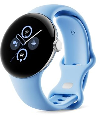 Google Pixel Watch 2 with the Best of Fitbit and Google - Heart Rate Tracking, Stress Management, Safety Features - Android Smartwatch, Polished Silver Aluminum Case, Bay Active Band - Wi-Fi (Renewed)