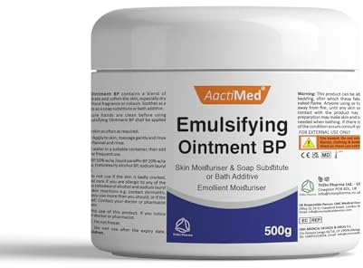 AactiMed Emulsifying Ointment – 500g for Skin Moisturiser & Soap Substitute or Bath Additive