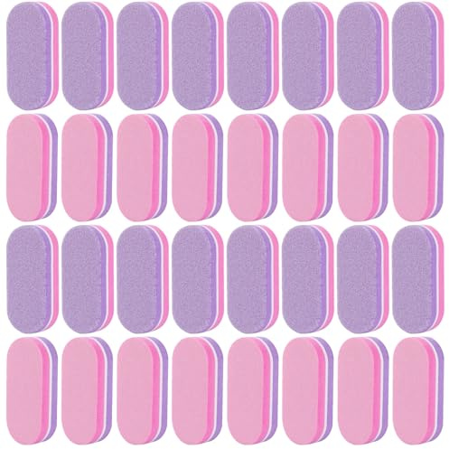 Ehuixinsheng 50Pcs Mini Sponge Nail Buffer Blocks,Buffers for Acrylic Nail Files and Buffers 100/180 Grit Double Sided Nail Mini Nail Buffers Manicure Tools Smoothing and Polishing(Pink and Purple)