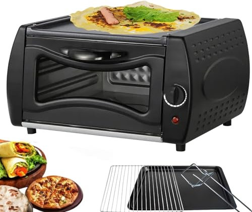 Horno de Pizza Eléctrico Horno Tandoori Interior, Mini Horno de 2100 W Horno de Pizza Manakish Lahmacun, Control de Temperatura de 0-380 ℃, Protección contra Sobrecalentamiento Square Gate