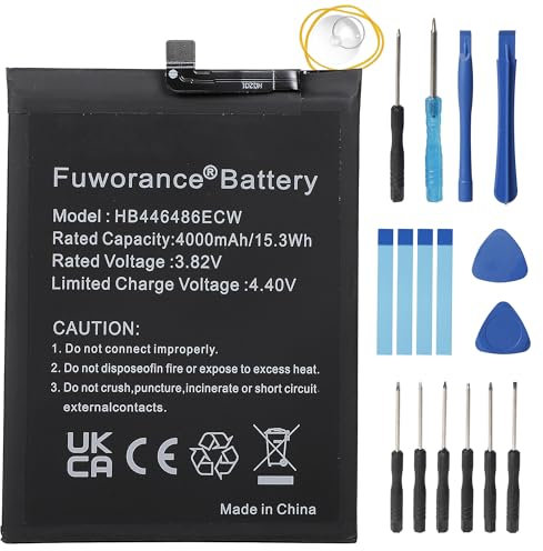 Fuworance 4000mAh 3.82V HB446486ECW Batterie Compatible avec Huawei P Smart Z/Nova 5i/Honor 9X Pro/Enjoy 10 Plus/Y9 Prime 2019/P20 Lite 2019 STK-L21, STK-L22, STK-LX3 Téléphone Batterie+Outils
