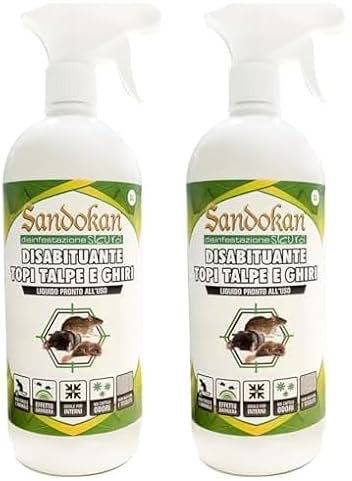 Disabituante per Topi, Ratti, Talpe e ghiri 1000 ml, Effetto Barriera Repellente Olfattiva naturale (Confezione da 2)