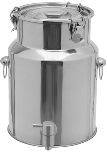 Bidon Alimentaire 5l/10l INOX avec Robinet 201,Pot À Lait INOX avec Couvercle Seau INOX avec Couvercle Réservoir Scellé en Acier Inoxydable TU,Capacity-5L