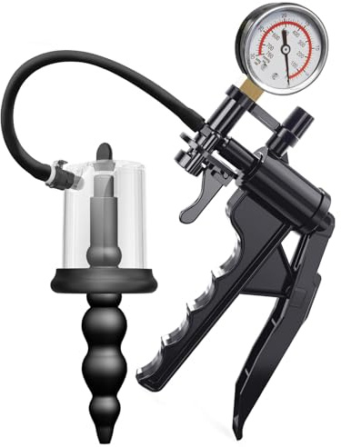 AMAZBEE Pompa a vuoto con dilatatore anale e manometro Plug anale in silicone con dilatatore rotante Massaggiatore prostatico manuale Giocattolo sessuale per adulti (A,1)