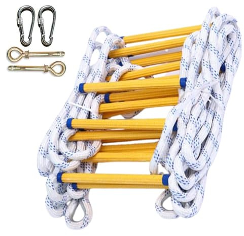 Scala antincendio di emergenza, resistente alla fiamma, con moschettoni, 20 m, sicura per adulti e bambini, ideale per case da 2 a 5 piani