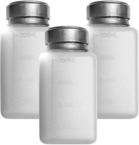 3 Pack White 200ml(6.8oz) Alcohol Dispenser for Easy Cleaning and Sanitizing,Pump Dispenser Bottle, Acetone Dispenser with Aluminum Core