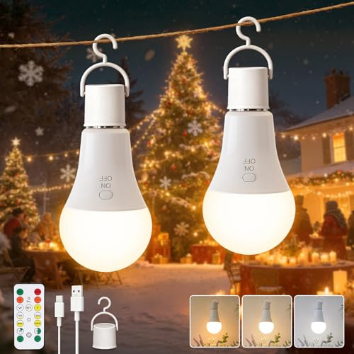 Ketom Lot de 2 Ampoules Rechargeables E27, Contrôle des Boutons