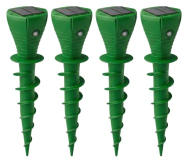 Maulwurf Vertreiber 4er Set Solar – Maulwurfschreck & Wühlmausschreck, wetterfest IP65, mit Schraubdesign, tierfreundlich ohne Giftstoffe, für Garten, Rasen, Beet, Hof & Grundstück