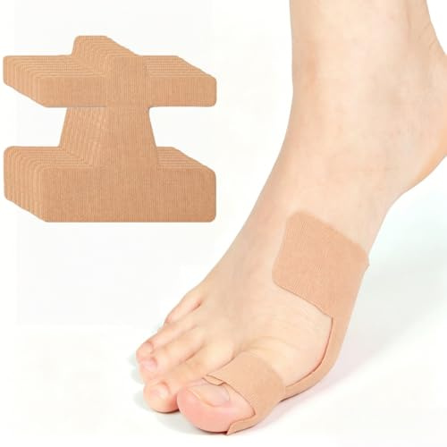 40 stycken förskurna hallux valgus-tejp, ventilerande elastisk kinesiologitejp, latexfritt tåkorrigeringsbandage utan självhäftande rester, hudvänligt fotbandage för sport, vardag (hudfärg)