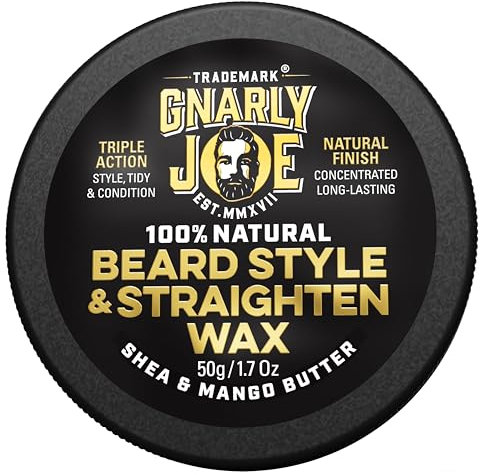 Gnarly Joe Beard Styling & Straightening Wax - 50g Beard Wax for Men Strong Hold - Natural Beard Styling Balm & Conditioner - Triple Action Beard Grooming Wax for Style, Tame & Moisture - Made in UK