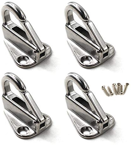 Flomore Fender Hook Marine Grade 316 Stainless Steel Spring Snap Hook Boat Ship Hardware Come with Screws (Pack of 4)