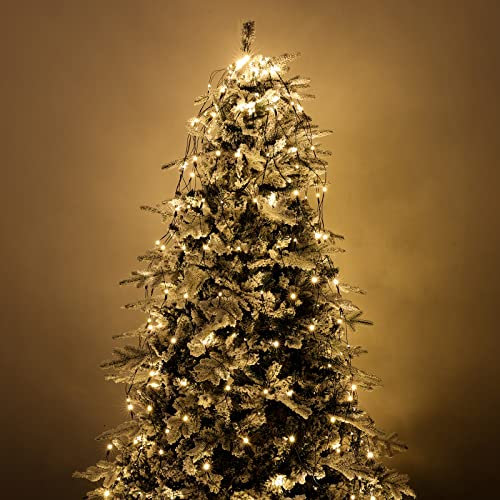 Luccika Mantello a rete di Luci con 288 Led Bianco Caldo per Albero di Natale da 230 a 290 cm di altezza con memoria e 8 giochi di luce per Interno ed Esterno