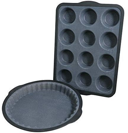 Camilla Gift Fackelmann Set crostata 25 cm e teglia muffin a 12 impronte. Materiale Innovativo in fibra di vetro rivestita con materiale siliconico. Per la pasticceria di alta precisione.