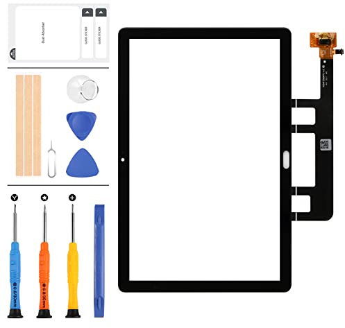 10,1 Zoll Bildschirm Ersatz für Huawei MediaPad M5 Lite LTE 10 BAH2-L09 BAH2-L09C Bach2-L09C Bach2-W19C Touch Screen Digitizer Sensor Vollglas Panel Lens Parts Kits, mit Gratis Tools Kits (Schwarz)
