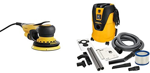 Mirka DEROS 550CV / Exzenter-Schleifer Schleifmaschine mit Zentral-Absaugung und Klett Ø125mm 5mm Hub + Industriestaubsauger Nass- und Trockensauger