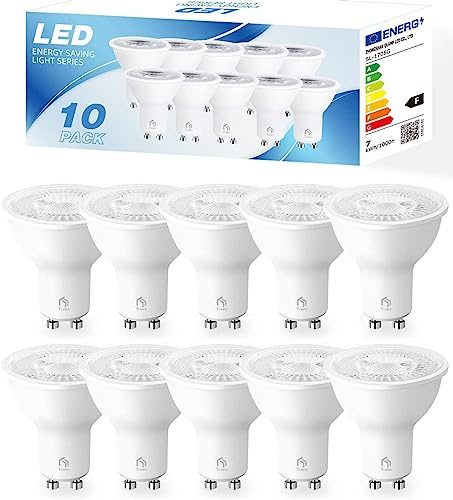 tuare GU10 LED Bulbs, Warm White 3000K GU10 Bulb 7W 350LM, Non-Dimmable Spot Light Bulbs, AC 220-245V LED Bulbs for Home, Bathroom,10 Pack