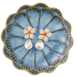 Ceramic Trinket Dish Ring Dish for Jewellery, Trinket Tray Jewelry Plate Dish for Rings, Earrings, Necklace, Gifts for Women Birthday Wedding Engagement Gift, Blue