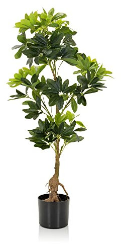 hjh OFFICE Kunstpflanze SCHEFFLERA Aralie künstlich Höhe 100 cm Kunstbaum Zimmer Dekopflanze, 871015