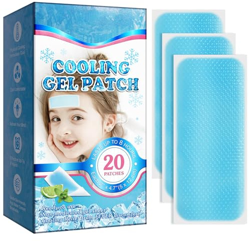 20 Sheets Fever Patches for Kids - Hot Weather Cooling Gel Patches for Adults - Headache Patches - Forehead Fever Cool Pads