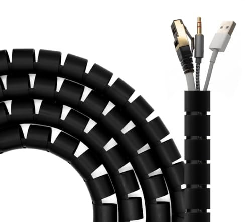 CABLEPELADO Organizador De Cable En Espiral, Tubo Protector Para Cables, Gestor Con Capacidad De Hasta 25mm De Diámetro, Negro, 3 Metros