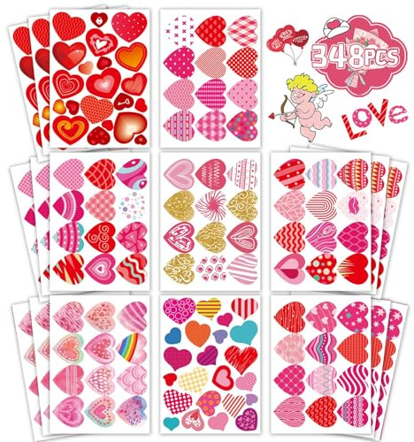 Heart Stickers for Kids, Valentines Day Colorful Heart Stickers Valentine's Day Love Decorative Stickers Valentine's Day Party Favors Supplies