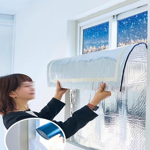 Lámina de Aluminio para Ventana,Kit de Aislamiento de Ventana Película Aislante para Ventana,Protección Térmica,Protección Contra el Frío,Incluye Cinta Adhesiva Doble (100x150cm,2cm)