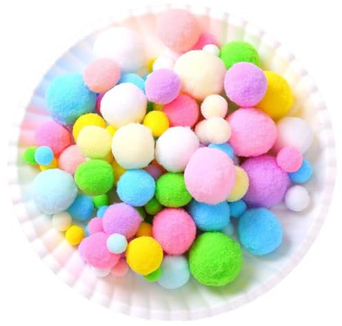 500 Stück Bunte Pompons zum Basteln, 10/15/20/25/30 mm Flauschige Pompom Bälle für DIY Kreative Handwerk Dekoration (Bunt helle-5 Größen)