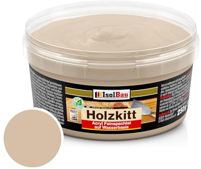 Isolbau - Holz-Spachtelmasse 250 g - Holzspachtel Holzkitt Außen und Innen - Holz-Reparaturspachtel - Holzreparaturmasse - Holz-Fertigspachtel - Schnelltrocknend - Eiche Dunkel (Nr. 20)