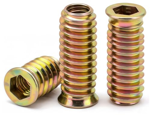 Drenky Skruvmutter för trä M6 Gängad insats 40 st. M6x25mm Gängade muttrar Skruvhylsor Förzinkade insexkant, Skruvhylsa Gängade insatsmuttrar för trämöbler