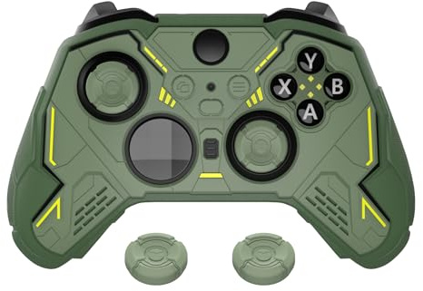 playvital Coque Manette pour Xbox Elite Series 2 Core avec Capuchon Joystick & Autocollant,Housse Silicone pour Xbox Elite Series 2 Controller Procetive Case-Vert Armée & Vert Foncé,Mecha Stellaire