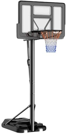 HGFVNFVKHA Canestro da Basket, Canestro da Basket Regolabile con Tabellone Trasparente in PE, Facile Regolazione Dell'altezza, Base Stabile, Adatto per Uso Interno ed Esterno(31.8x22.8in)