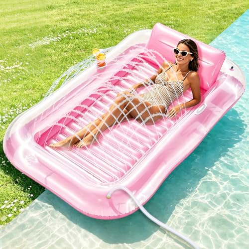 Piscine de bronzage gonflable, matelas gonflable pour adultes, piscine solaire gonflable avec coussin, matelas à eau avec arroseur intégré pour adultes, lit de bain et fête aquatique