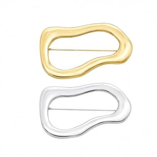 Shensuii Gold & Silver Irregular Brooches Pins for Women, 2 Pcs | Unique Irregular Shape Pins Metal, Fashion Brooches Pins for Dress Clothing Thoughtful Birthday Gifts