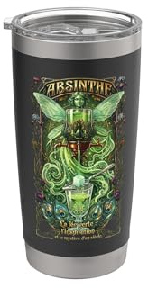 Juego de absenta con vaso, cuchara y fuente Vaso térmico de acero inoxidable de doble pared