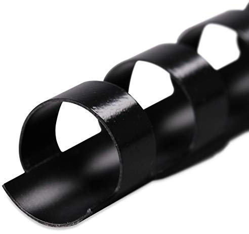 Plastikbinderücken, SCHWARZ, 10 mm, 21 Ringe, 100 Stück, für ca. 55 Blatt – Plastikringbindung, Spiralbindung, Ringbindung