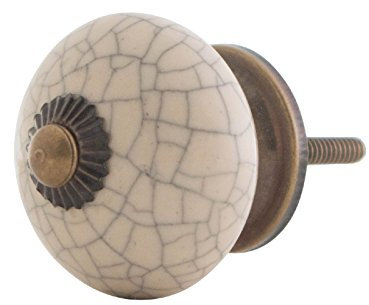 Knober 1 x Cream Beige Crackle Stainless Steel Fitting Furniture Knobs 40 mm Knob Door Handle Thread Metric M3 Antique Look Brik