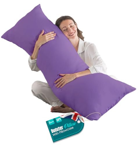 Living Orthopaedic 5ft Bolster Pillow (19”x60”) – Hypoallergenic Long Pillow – Soft & Breathable Full Body Pillow for Back, Neck & Leg Support – Ideal Pregnancy Support with Long Pillow case (Lilac)