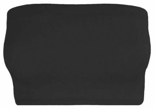 Ladies Plain Printed Boob Tube Strapless Bandeau Elastic Stretch Bra Crop Top (Black, L/XL)