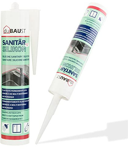 dubaust SAS24 Sanitärsilikon elastisch dauernassbeständig schimmelresistent Bad Küche Dusche Feuchträume 310ml Kartusche (sanitärgrau)
