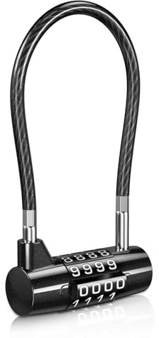 ORIA Cadenas à Combinaison à 4 Chiffres, Cadenas de Sécurité de Long, Cadenas à Numéro de Câble en Acier Réinitialisable pour Bagages, Valise, Armoire, Vélo, Clôture, Serrure à Code Extérieure