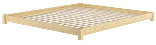 Erst-Holz Tre varianti di letto matrimoniale futon molto basso 180x200 in pino masselloDoghe in assi di legno rigide incl.