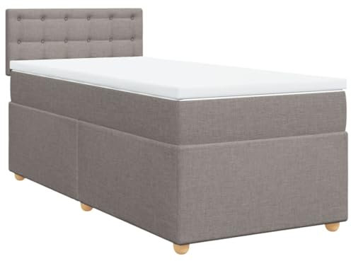 vidaXL Cama Box Spring con colchón Tela Gris Taupe 90x200 cm, boxspring, Camas con somier, Muebles de Dormitorio, Cama con somier, Cama
