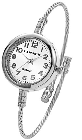 CANSNOW Spangenuhr Damen – Stilvolle Damenuhr Silber Weiß | Uhr Damen | Damen Armbanduhr | Uhren Damen | Damenuhr Silber | Armbanduhr Damen Silber | Uhr Silber Damen (Silber-Weiß)